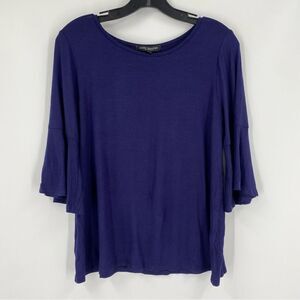 Green Envelope Women’s Round Neck Blue Flared 3/4 Sleeve Blouse size L